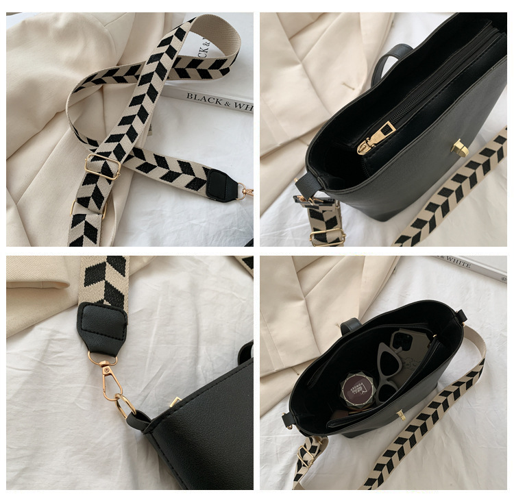 Vintage Bag Broadband Crossbody Bag Shoulder Western Style Bucket Bag Vintage Bag Broadband Crossbody Bag Shoulder Western Style Bucket Bag