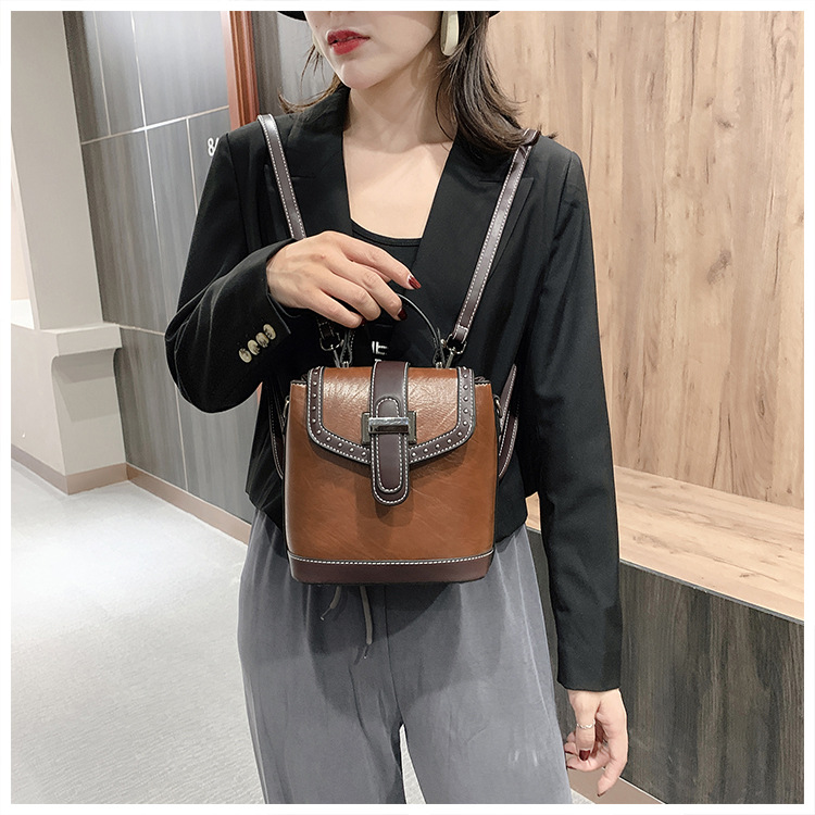 Autumn/Winter Small Bags Women's Bag New Versatile Bucket Bag Portable Shoulder Messenger Bag Small Double Backpack Autumn/Winter Small Bags Women's Bag New Versatile Bucket Bag Portable Shoulder Messenger Bag Small Double Backpack