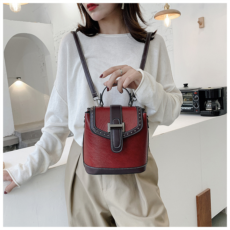 Autumn/Winter Small Bags Women's Bag New Versatile Bucket Bag Portable Shoulder Messenger Bag Small Double Backpack Autumn/Winter Small Bags Women's Bag New Versatile Bucket Bag Portable Shoulder Messenger Bag Small Double Backpack
