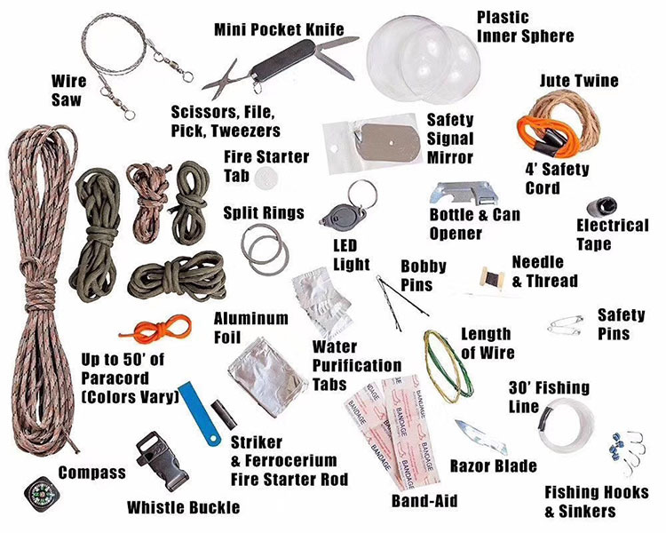 Outdoor Survival Kit Combat Bag Multi-Functional Parachute Cord Woven Fishing Bag Emergency Camping Earthquake Emergency Survival Kit