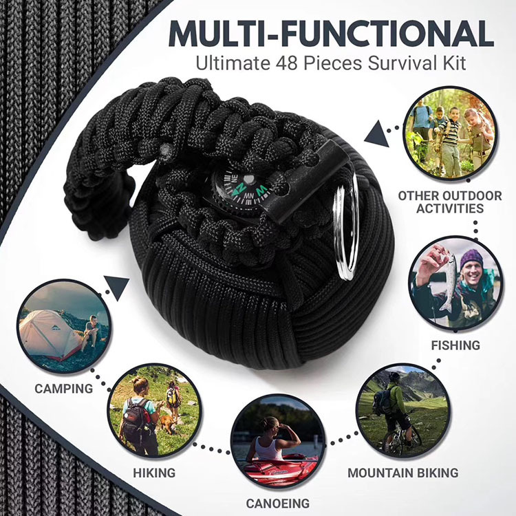Outdoor Survival Kit Combat Bag Multi-Functional Parachute Cord Woven Fishing Bag Emergency Camping Earthquake Emergency Survival Kit