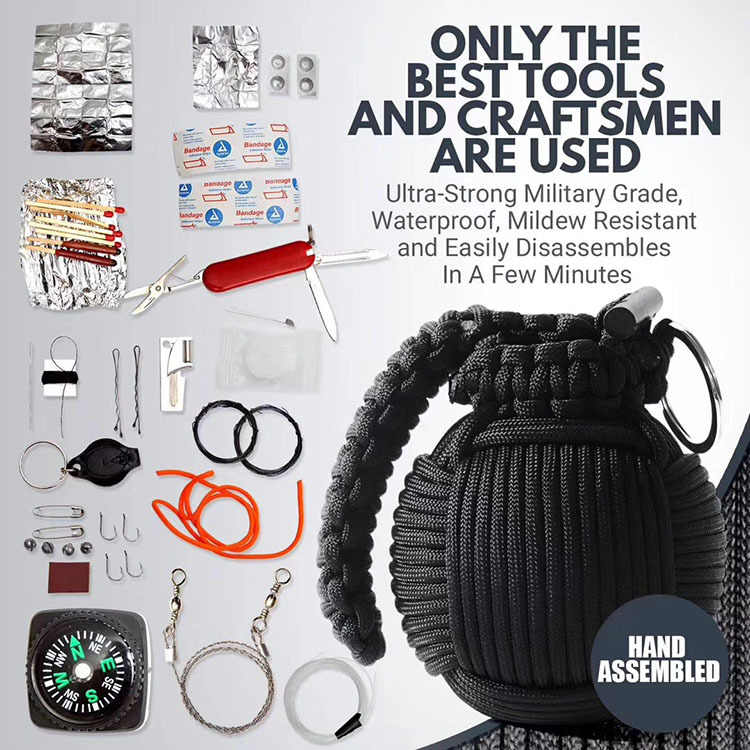 Outdoor Survival Kit Combat Bag Multi-Functional Parachute Cord Woven Fishing Bag Emergency Camping Earthquake Emergency Survival Kit Outdoor Survival Kit Combat Bag Multi-Functional Parachute Cord Woven Fishing Bag Emergency Camping Earthquake Emergency Survival Kit
