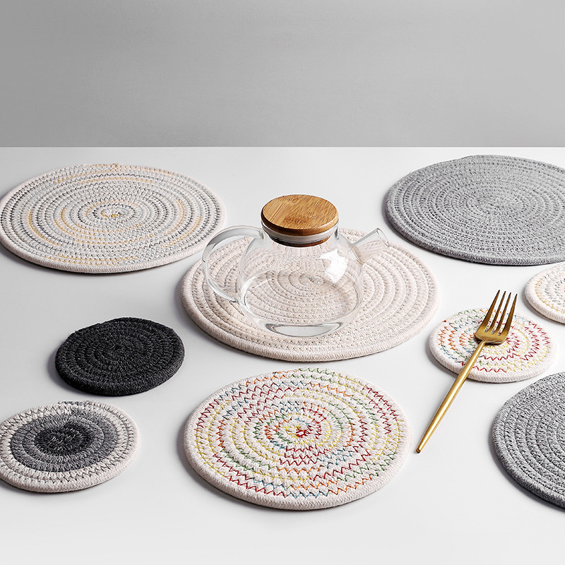 Japanese hand woven cord, Ironing, heat mate, heat resistant household table mat, cup mat, Bowl mat, meal mat, heat mat