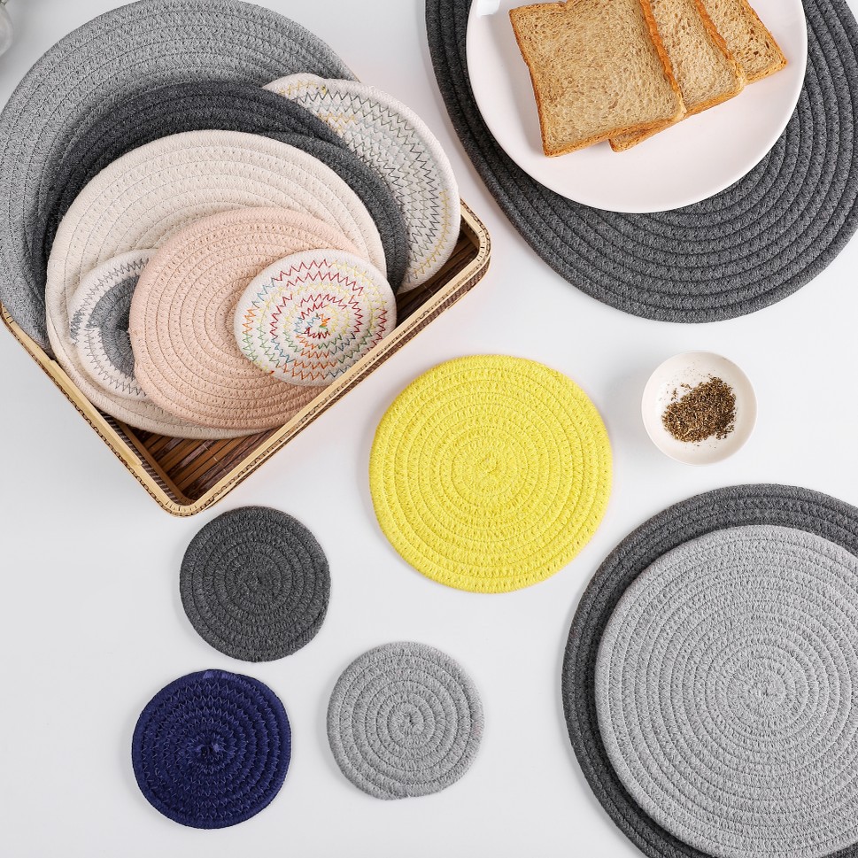 Japanese hand woven cord, Ironing, heat mate, heat resistant household table mat, cup mat, Bowl mat, meal mat, heat mat