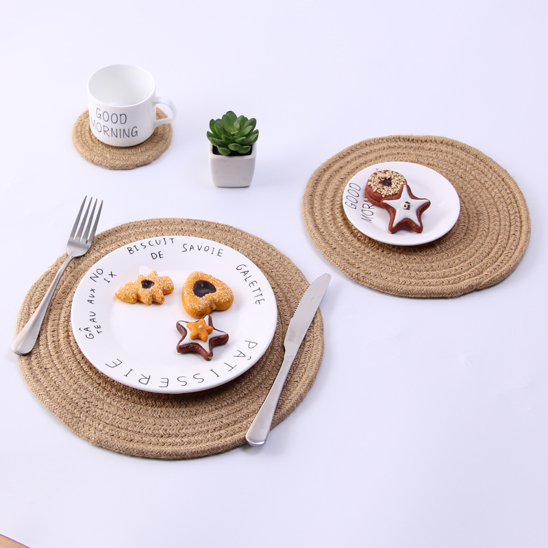 Japanese hand woven cord, Ironing, heat mate, heat resistant household table mat, cup mat, Bowl mat, meal mat, heat mat