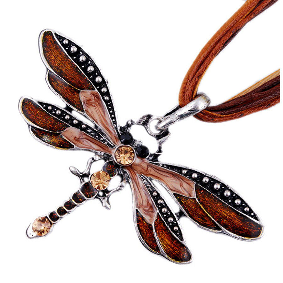 Dragonfly Vintage Ribbon Cord Purple DiamondStudded Necklace Children Girl Foreign Trade Necklace from AliExpress