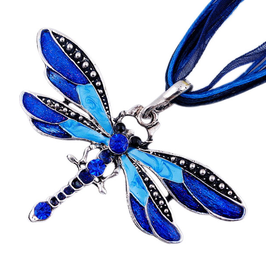 Dragonfly Vintage Ribbon Cord Purple DiamondStudded Necklace Children Girl Foreign Trade Necklace from AliExpress