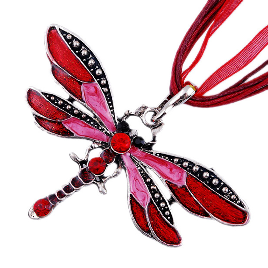 Dragonfly Vintage Ribbon Cord Purple DiamondStudded Necklace Children Girl Foreign Trade Necklace from AliExpress
