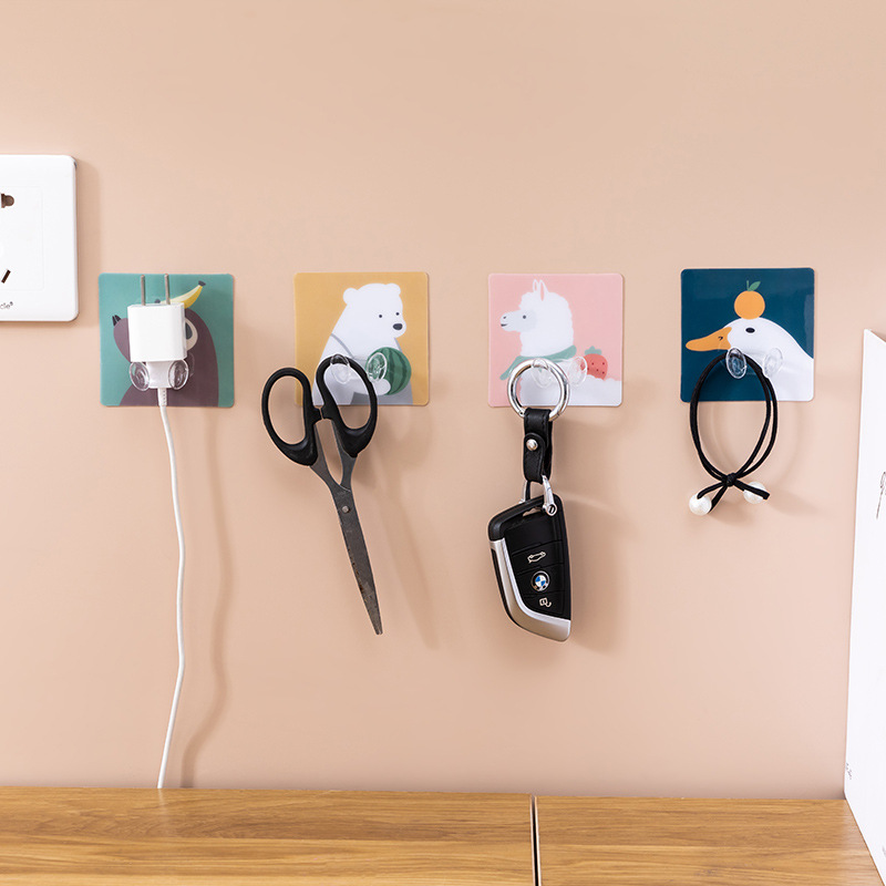 Socket Power Cord Storage Hook Plug Hook Kitchen Key Holder Wall Hanging Cartoon Strong Adhesive