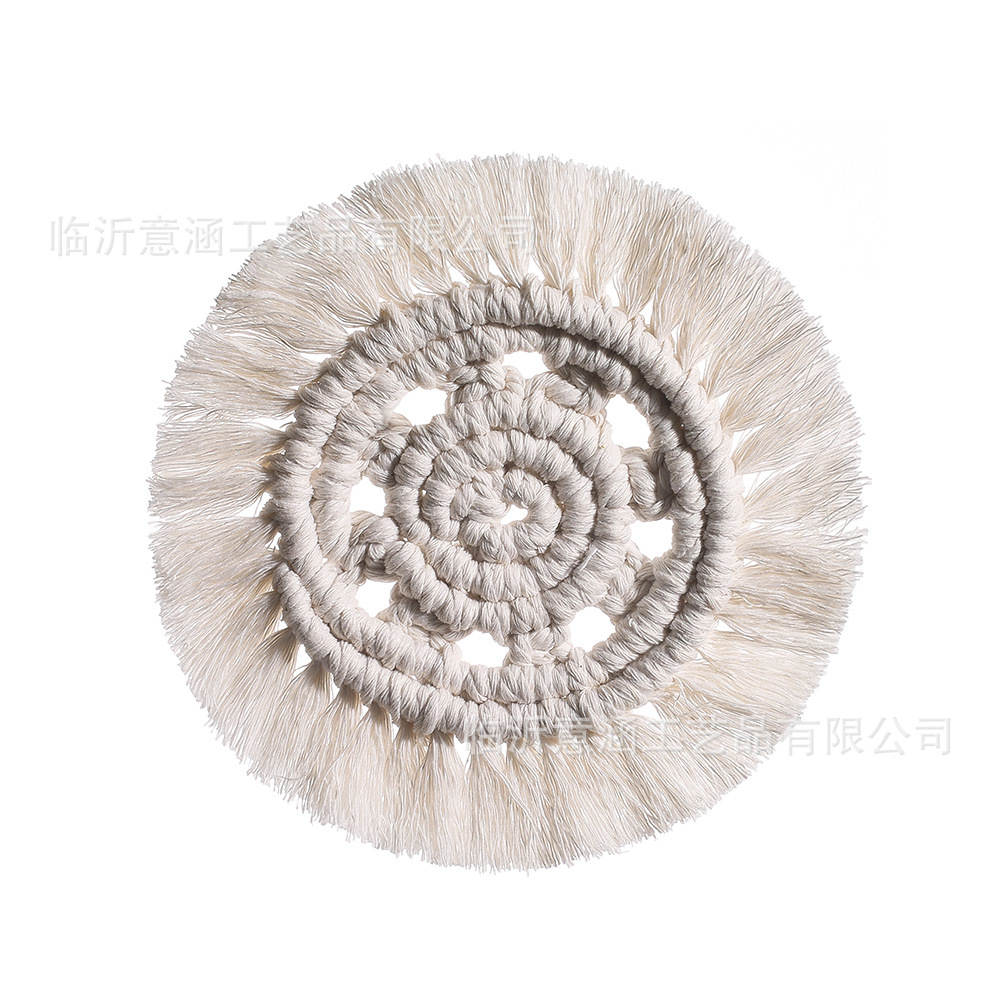 Hand-woven coasters Round tassel coasters table MATS Western food MATS heat insulation MATS creative cotton cord MATS