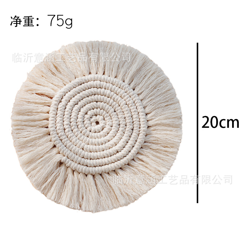 Hand-woven coasters Round tassel coasters table MATS Western food MATS heat insulation MATS creative cotton cord MATS