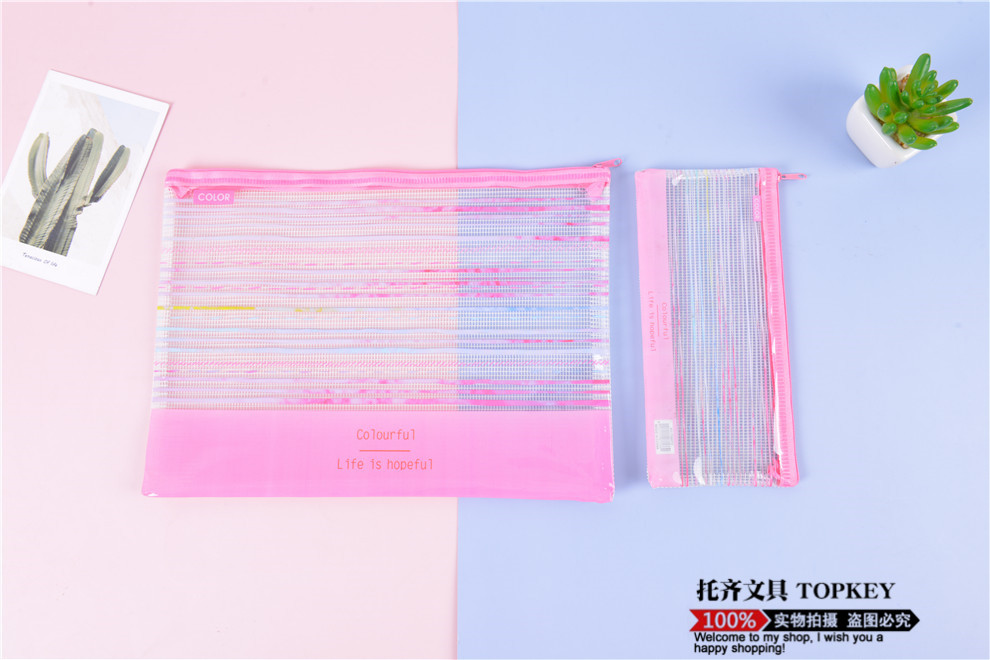 Spot Thickened Waterproof Transparent PVC Mesh Zipper Bag Large Capacity Material Storage Bag Student Document Information Bag Spot Thickened Waterproof Transparent PVC Mesh Zipper Bag Large Capacity Material Storage Bag Student Document Information Bag