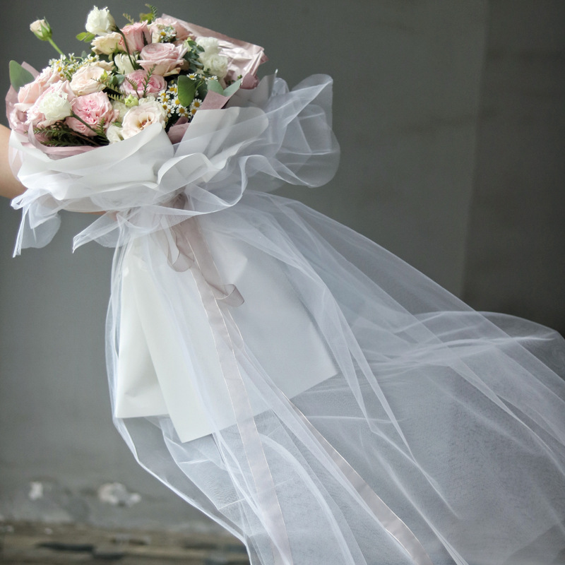 Voile Crystal Yarn Fairy Yarn Snow Yarn the Rose Package Flower Voile Bouquet Flower Packaging Mesh Material Large Black Veil
