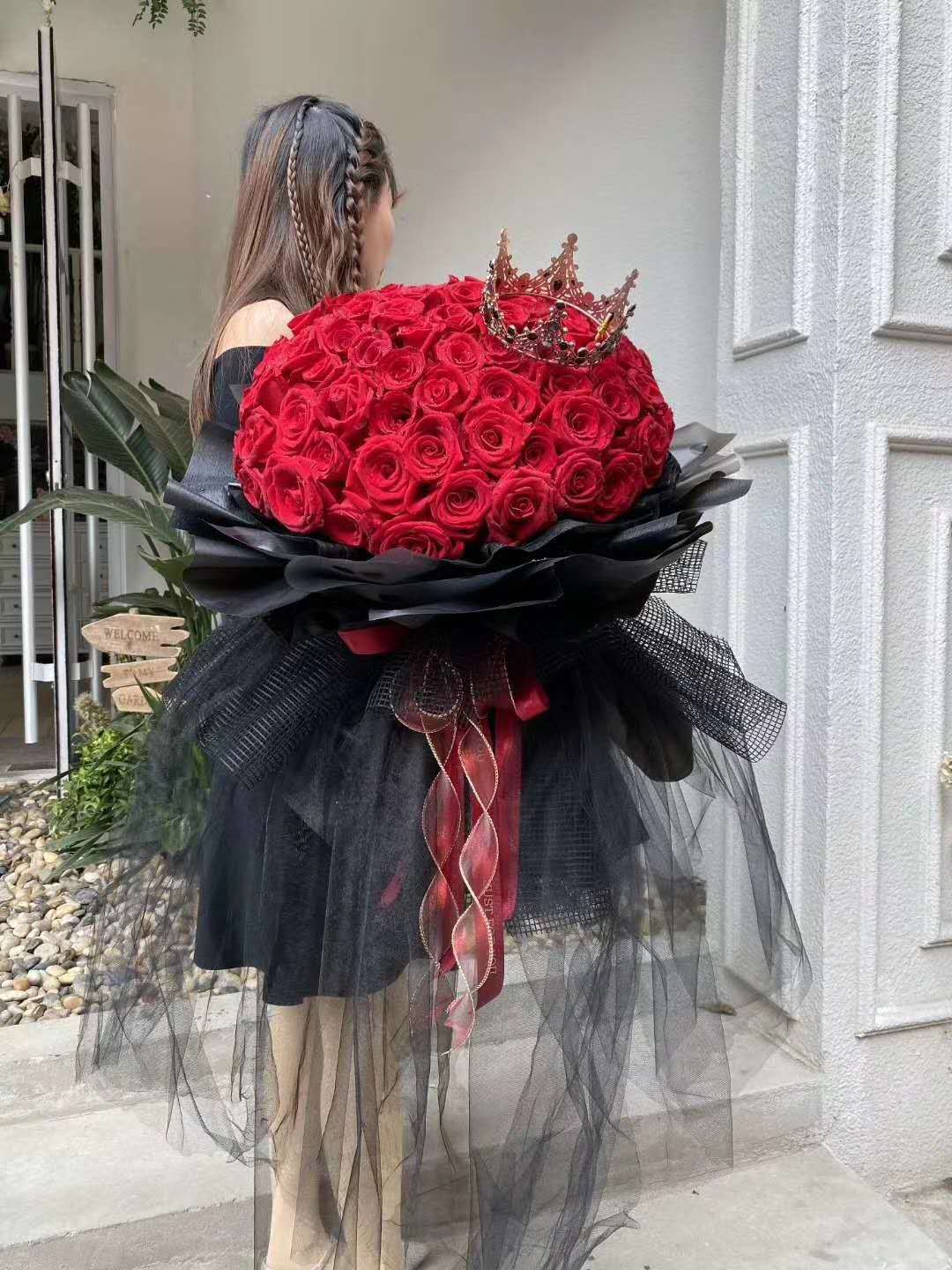 Voile Crystal Yarn Fairy Yarn Snow Yarn the Rose Package Flower Voile Bouquet Flower Packaging Mesh Material Large Black Veil