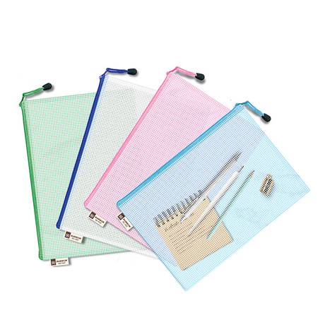 PVC Mesh Zipper Bag A4a5a6 Transparent File Bag Office Material Buggy Bag Student Stationery Bag Customization