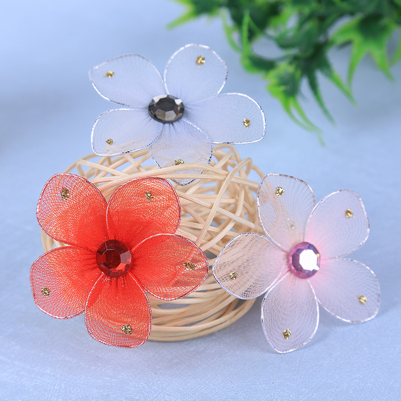 Wire mesh simulation flower DIY Korean version bow hairpin hair accessories material Wire mesh lace flowers