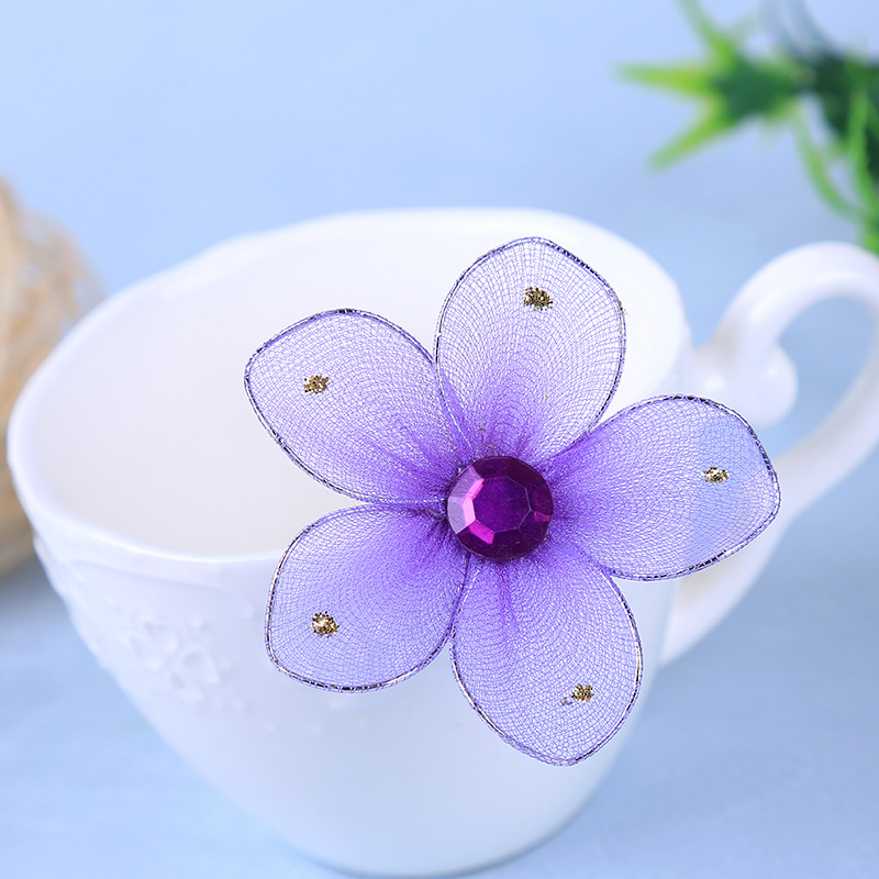 Wire mesh simulation flower DIY Korean version bow hairpin hair accessories material Wire mesh lace flowers