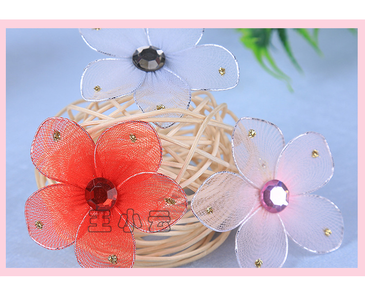 Wire mesh simulation flower DIY Korean version bow hairpin hair accessories material Wire mesh lace flowers