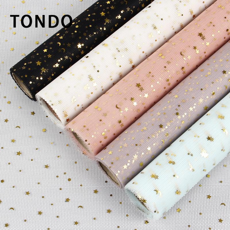 Gilding Star Moon Yarn Starry Sky Yarn Flower-Wrapped Voile Rose Flower Packaging Mesh Bouquet Wrapping Paper Material Korean Style