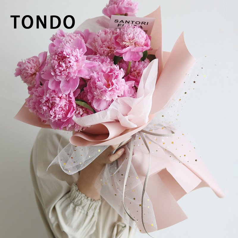 Gilding Star Moon Yarn Starry Sky Yarn Flower-Wrapped Voile Rose Flower Packaging Mesh Bouquet Wrapping Paper Material Korean Style