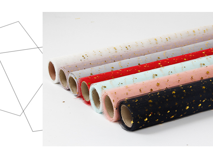 Gilding Star Moon Yarn Starry Sky Yarn Flower-Wrapped Voile Rose Flower Packaging Mesh Bouquet Wrapping Paper Material Korean Style