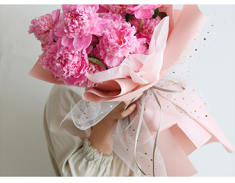 Gilding Star Moon Yarn Starry Sky Yarn Flower-Wrapped Voile Rose Flower Packaging Mesh Bouquet Wrapping Paper Material Korean Style
