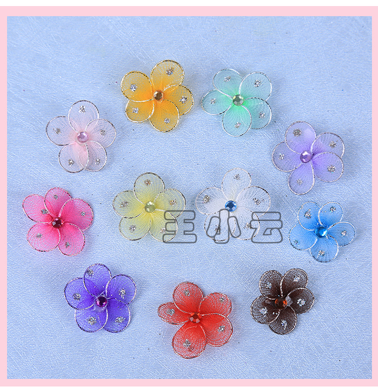 Simulation wire mesh 5cm flower pure manual DIY headgear flower cap flower material clothing accessories wholesale