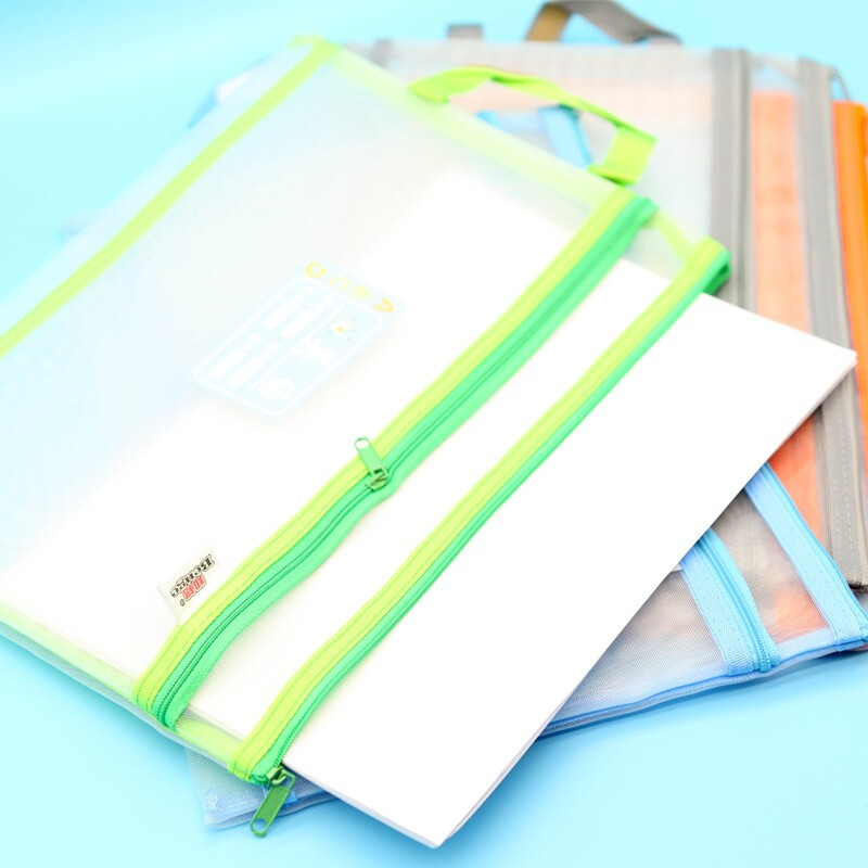 Bunge Mesh Double Storage Zipper Bag Subject Transparent Sorting Bag Material Storage Bag Student Test Paper Storage
