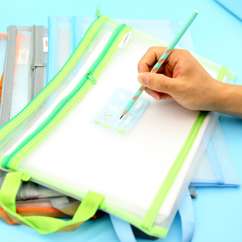 Bunge Mesh Double Storage Zipper Bag Subject Transparent Sorting Bag Material Storage Bag Student Test Paper Storage