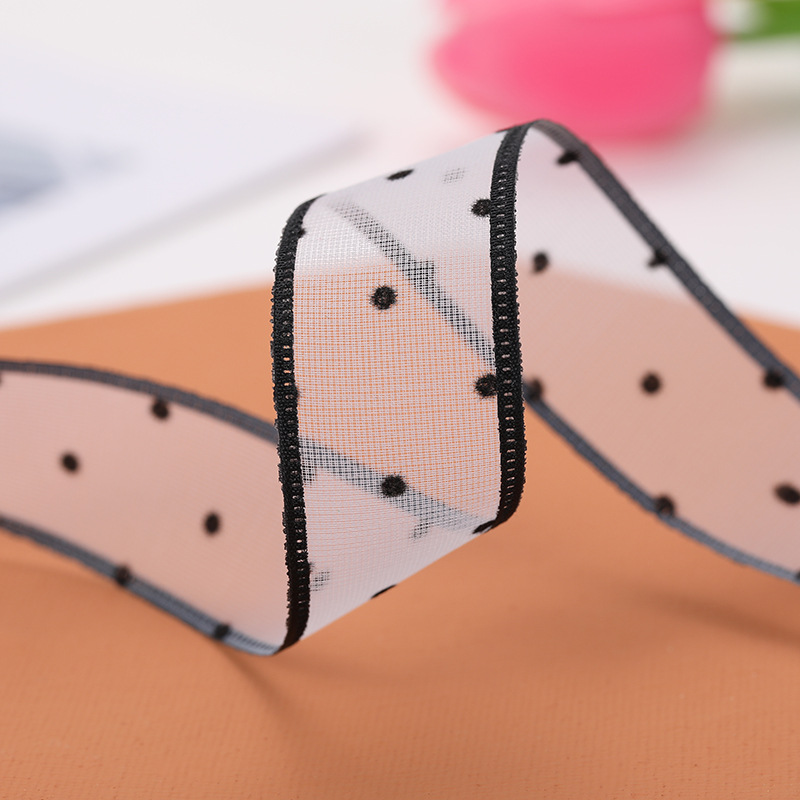 New Snow Yarn Ribbon Korean Transparent Dotted Yarn Webbing Colorful Ribbon Printing Ribbon