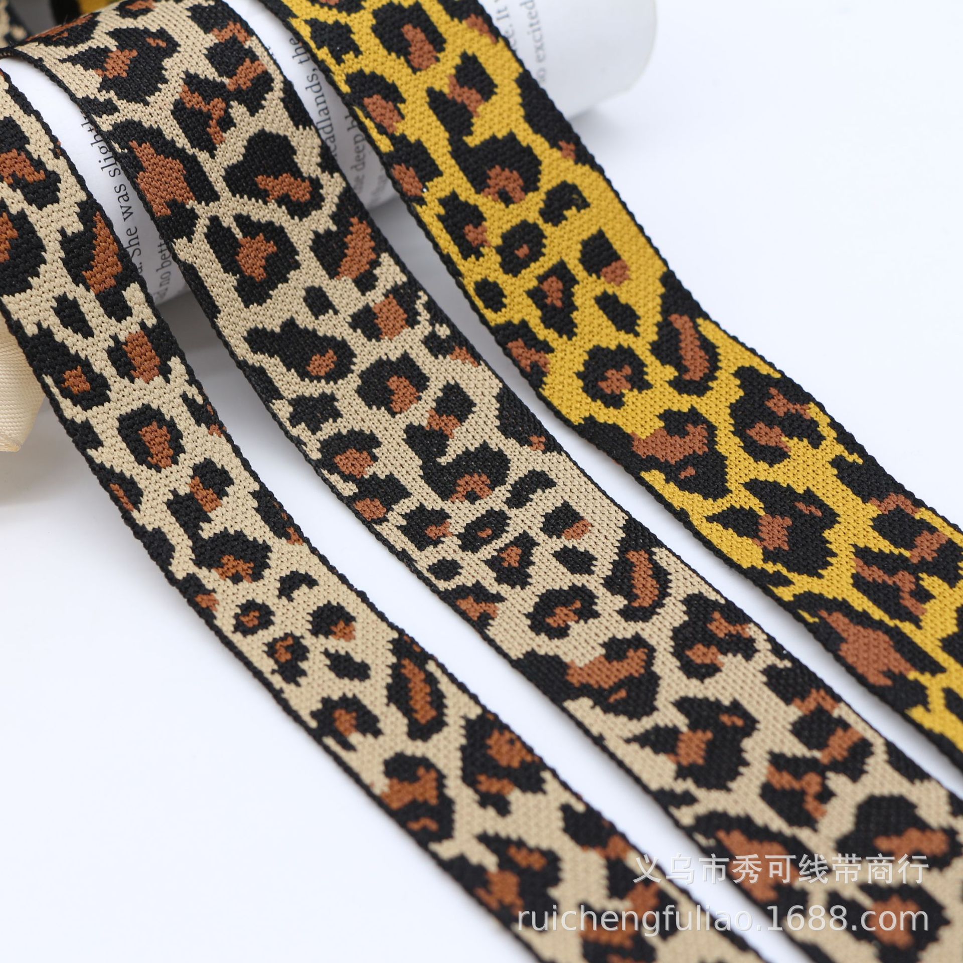 Manufacturers sell 4CM spot fashion leopard print imitation nylon high elastic webbing pants side band hair decoration DIY handmade materials