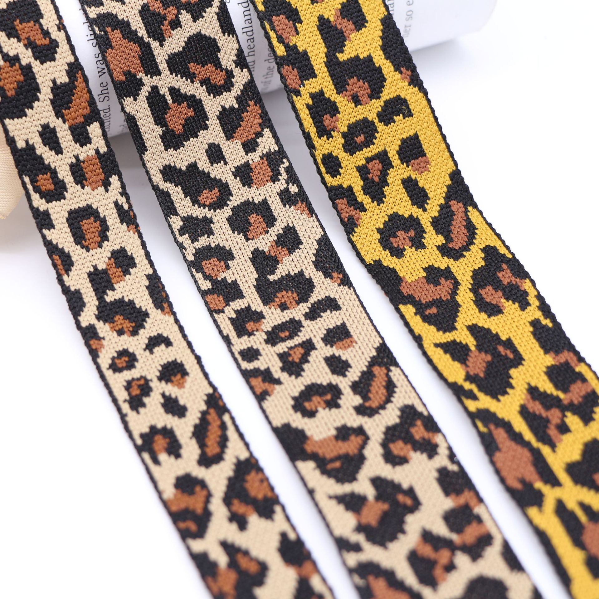 Manufacturers sell 4CM spot fashion leopard print imitation nylon high elastic webbing pants side band hair decoration DIY handmade materials