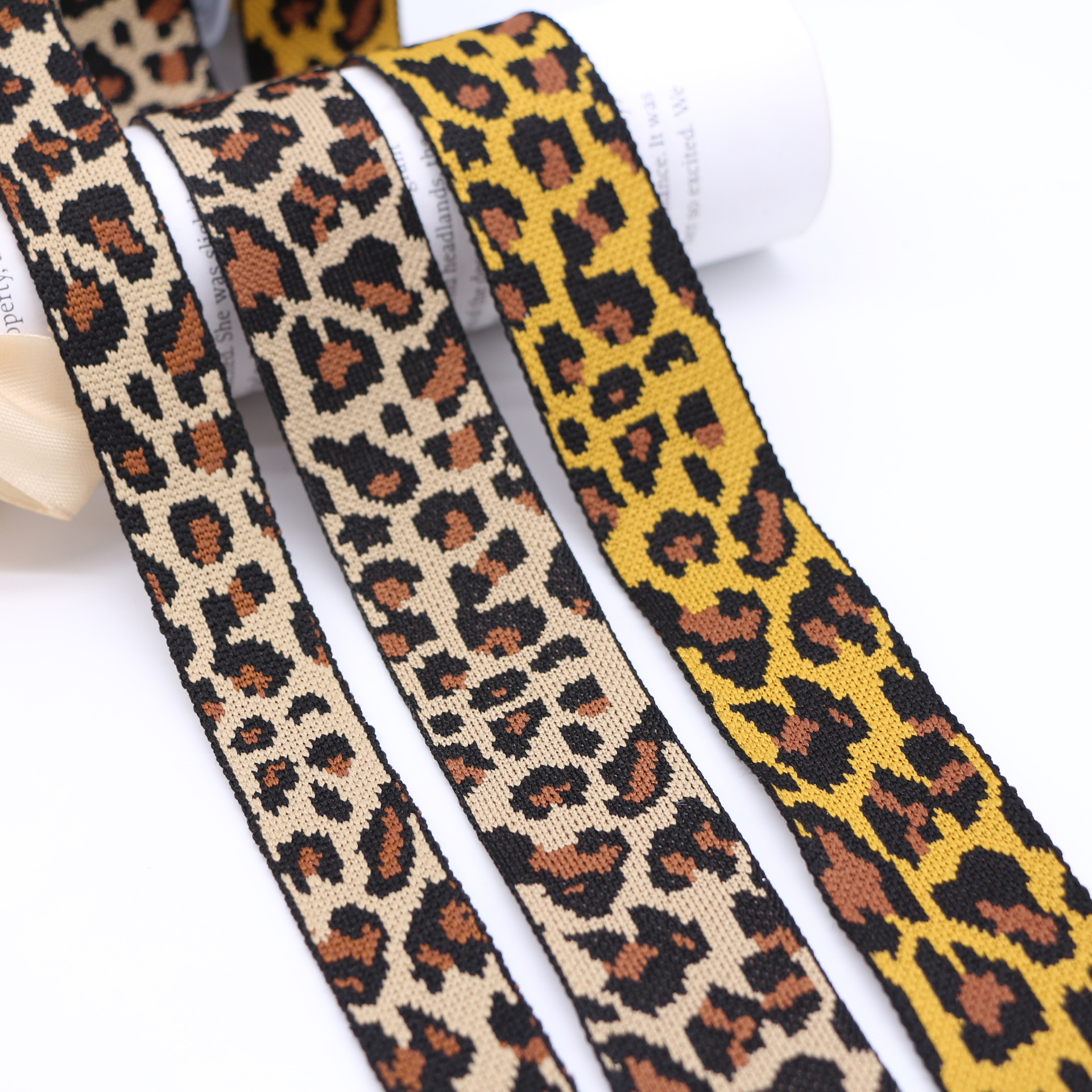 Manufacturers sell 4CM spot fashion leopard print imitation nylon high elastic webbing pants side band hair decoration DIY handmade materials