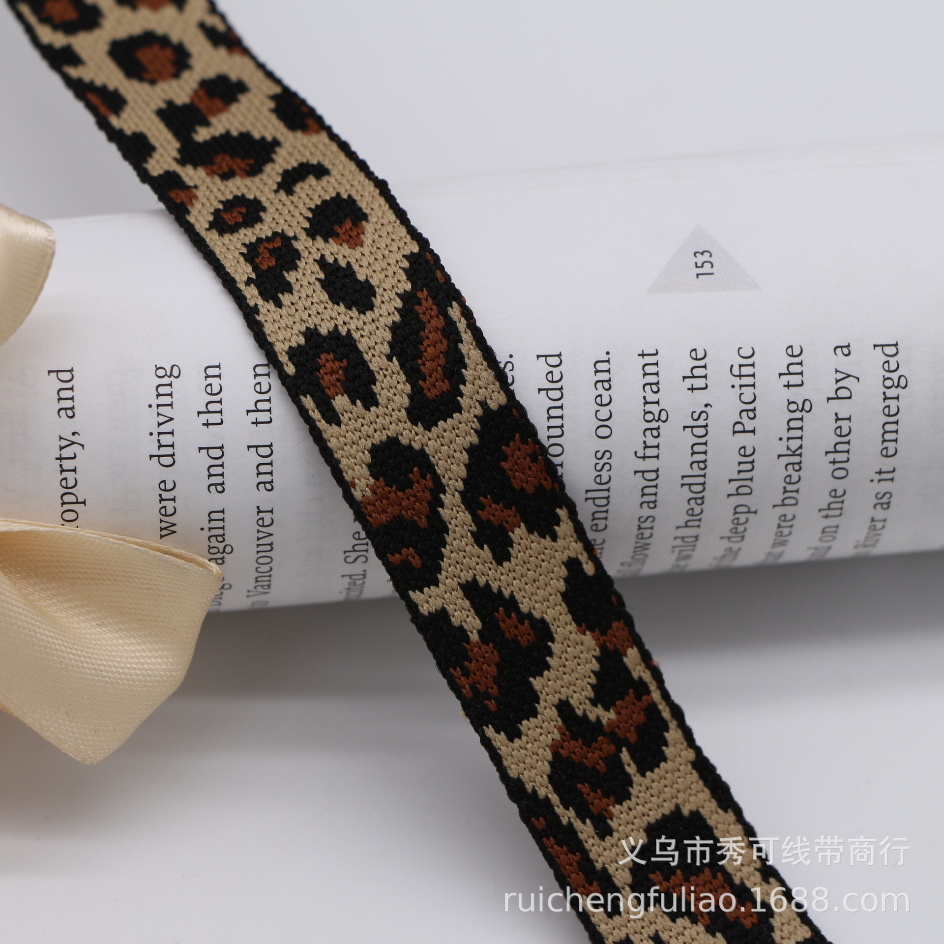 Manufacturers sell 4CM spot fashion leopard print imitation nylon high elastic webbing pants side band hair decoration DIY handmade materials