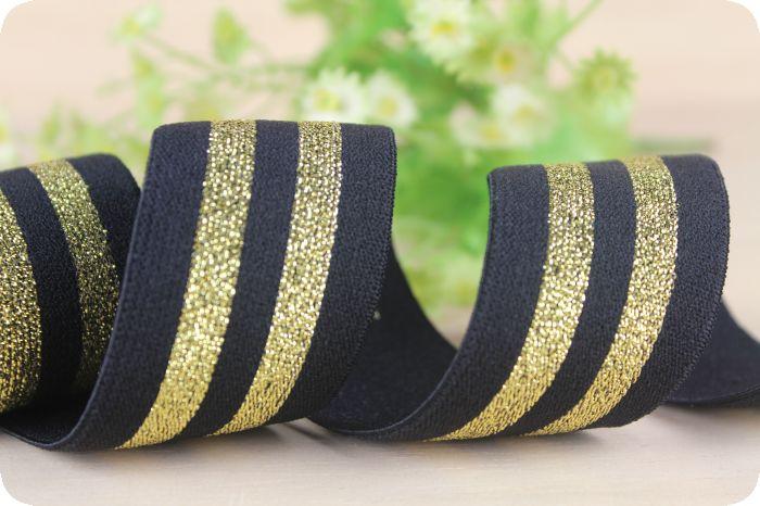 spun gold or silver nylon elastic webbing for garment