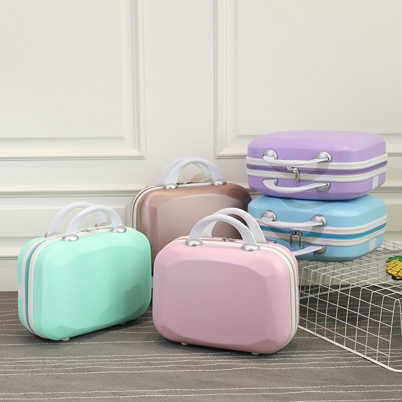 KoreanStyle Portable 14Inch Luggage Cosmetic Storage Travel Trolley Travel Makeup Bag Suitcase Bag ABS ScratchResistant