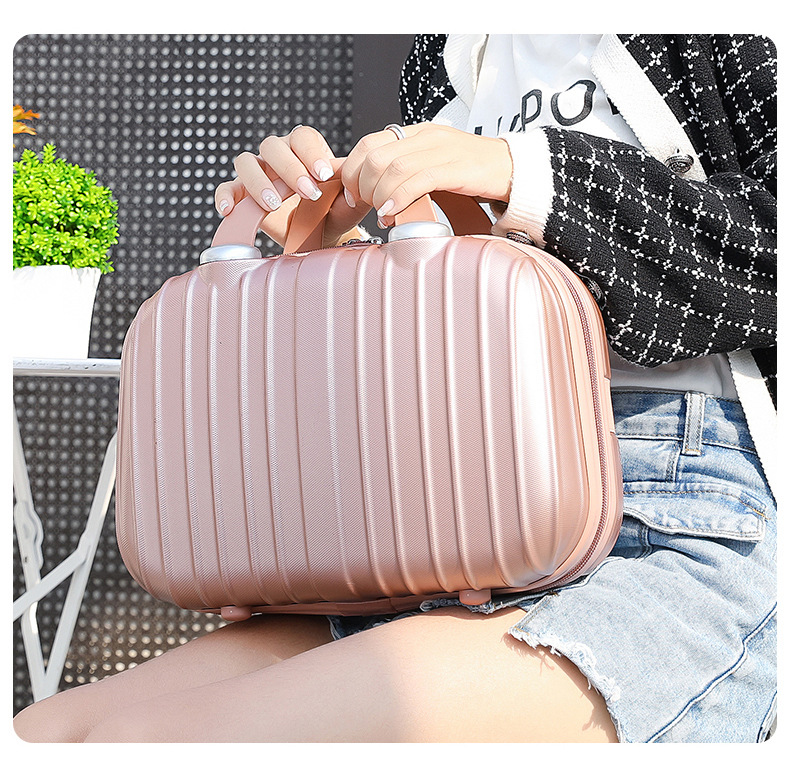 KoreanStyle Portable 14Inch Luggage Cosmetic Storage Travel Trolley Travel Makeup Bag Suitcase Bag ABS ScratchResistant KoreanStyle Portable 14Inch Luggage Cosmetic Storage Travel Trolley Travel Makeup Bag Suitcase Bag ABS ScratchResistant