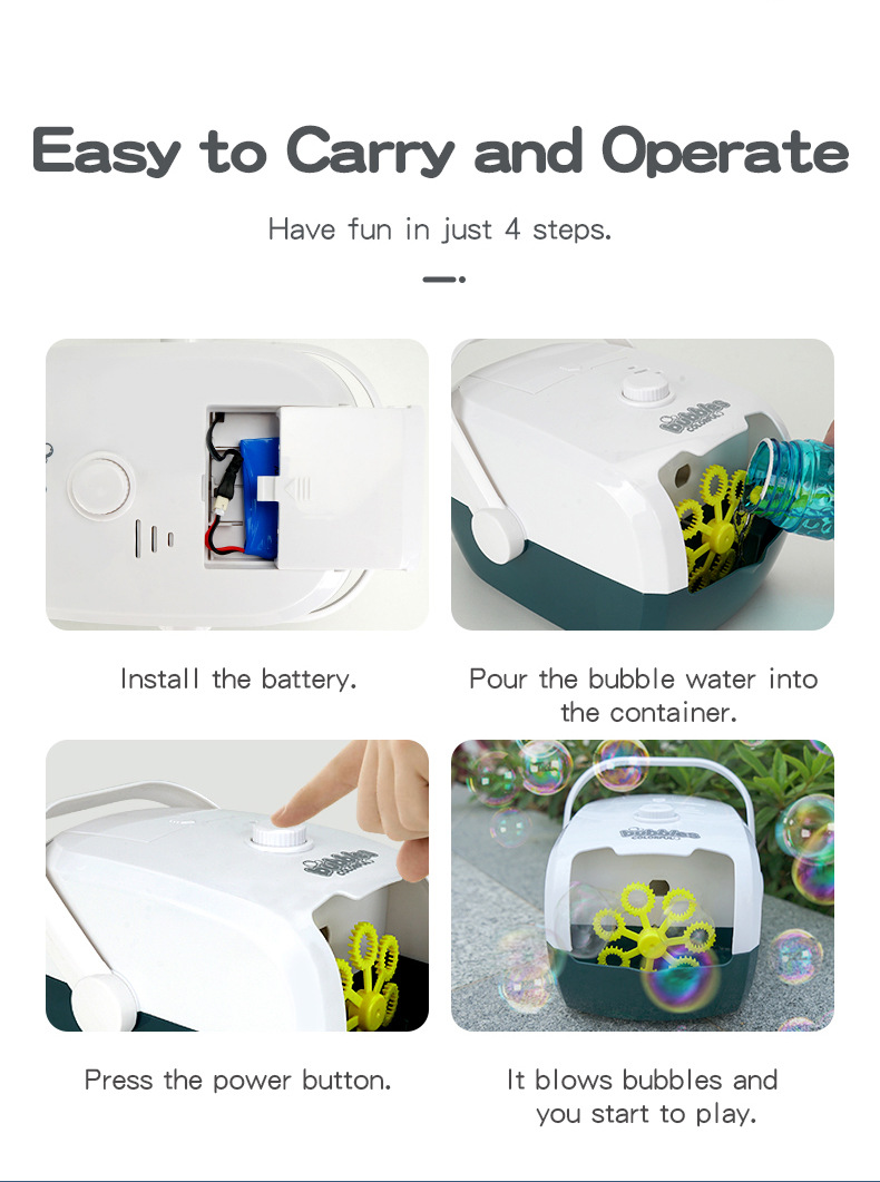 New Arrival Suitcase Automatic Bubble Machine Wedding Stage OneClick Bubble with Charging Children's Bubble Toys