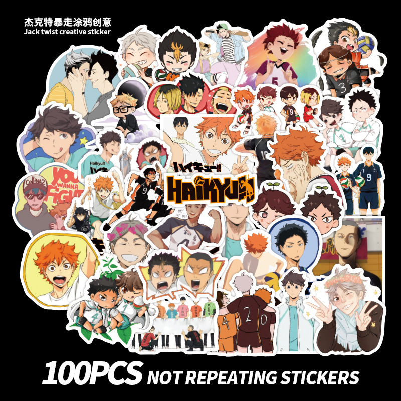 100 New Volleyball Junior Day Cartoon Graffiti Stickers Suitcase Luggage Guitar Automotive Decorative Paste Waterproof