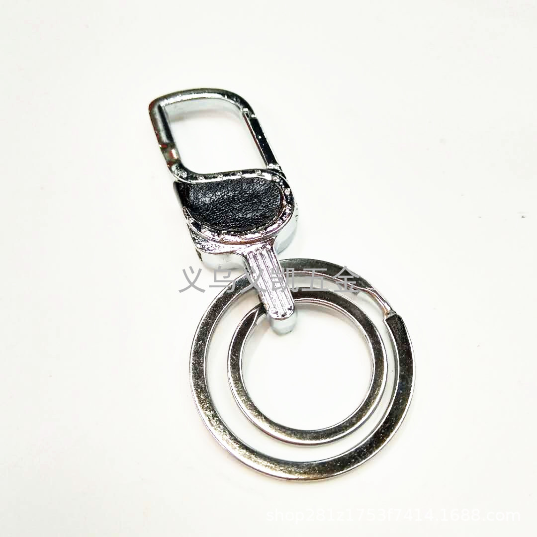 Leather double-ring key chain Pet chain suitcase chain metal key chain key chain accessories