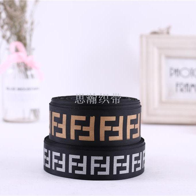 Manufacturer of custom - made 3.8 cm black ribbed ribbon diy printed suitcase bag clothing accessories ribbon
