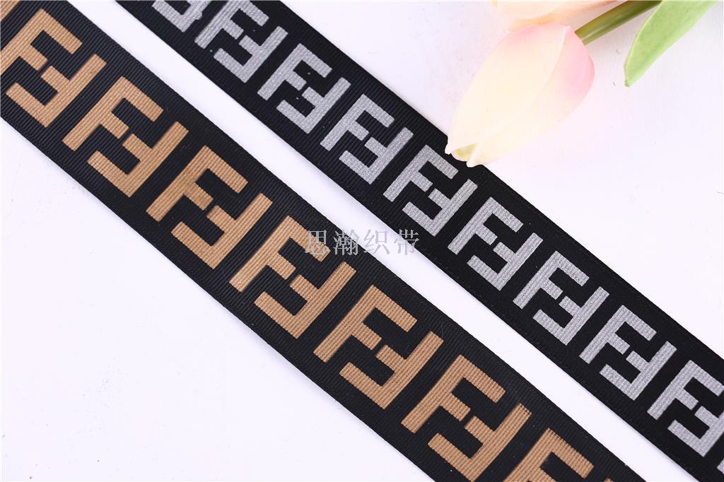 Manufacturer of custom - made 3.8 cm black ribbed ribbon diy printed suitcase bag clothing accessories ribbon