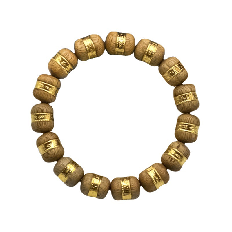 Buddha Beads Bracelet Agarwood Foot Golden Balls Lucky as Right as Rain Cambodia Eaglewood Gold Inlaid Bracelet Crafts Crafts