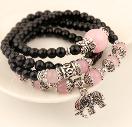 Thailand Buddha Crystal agate natural powder bracelet female Shi Bixi multilayer pomegranate hand lucky hand decorated