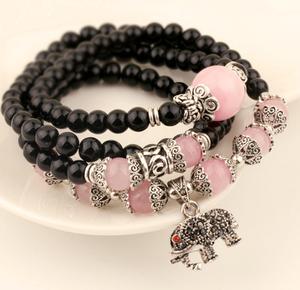 Thailand Buddha Crystal agate natural powder bracelet female Shi Bixi multilayer pomegranate hand lucky hand decorated