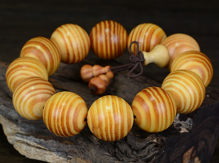 Diwang Raja Kayu Bracelet 20 Transparent Songbai Buddha Beads Bracelet Couple Ornament Wooden Cultural Artifact Rosary Manufacturer Wholesale