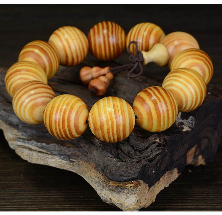Diwang Raja Kayu Bracelet 20 Transparent Songbai Buddha Beads Bracelet Couple Ornament Wooden Cultural Artifact Rosary Manufacturer Wholesale