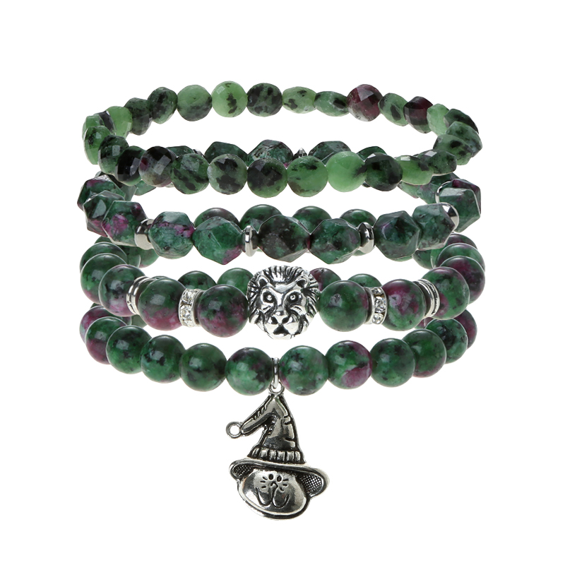 8 mm Red Turquoise Bead Buddha Bracelet Set