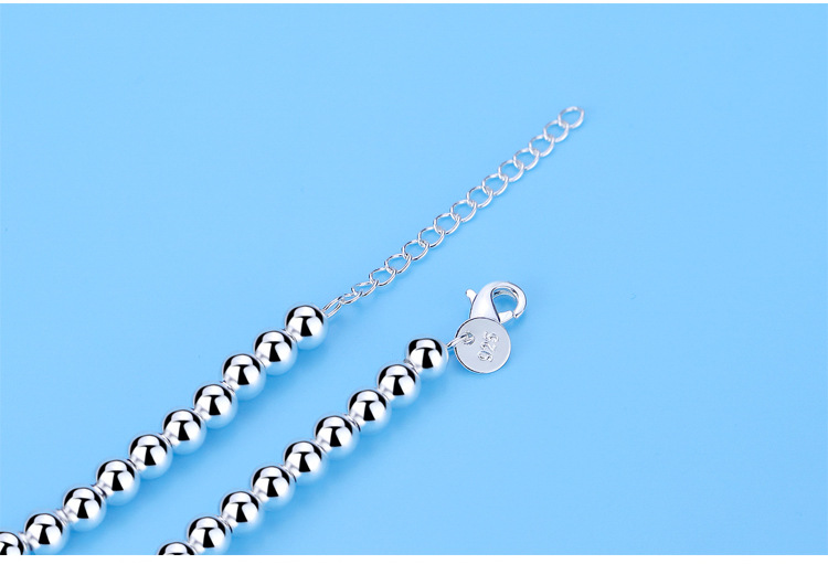 European and American Imitation S925 Sterling Silver round Beads Bracelet String Beads Enamel Peach Heart-Shaped Women's Silver Accessories Same Buddha Beads Bracelet