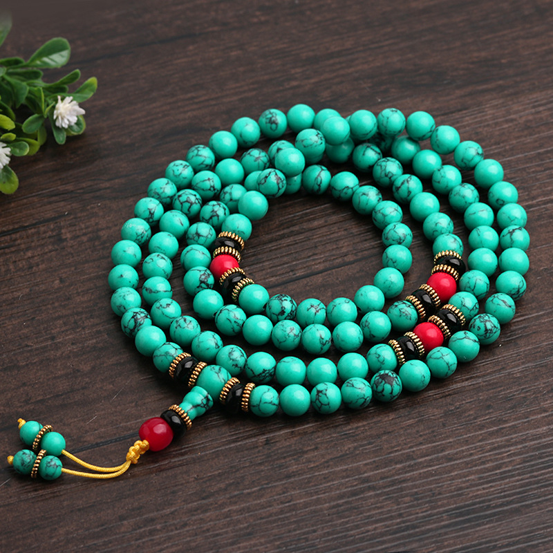 New 108 Turquoise Bracelet Turquoise Bracelet Buddha Beads Jewellery Scenic Spot Live Broadcast Supply Wholesale